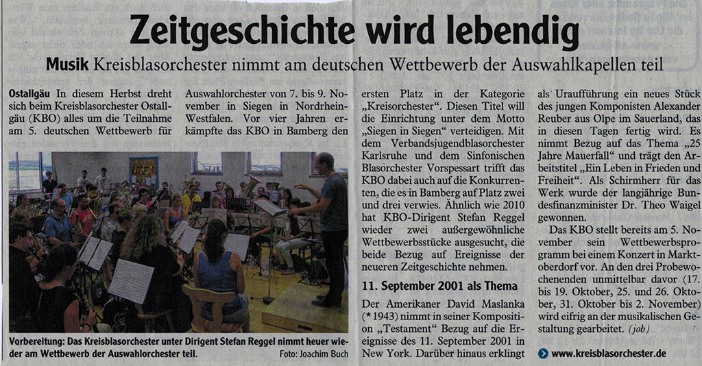 Presseartikel der Allgäuer Zeitung zum Projektstart in Westedorf am 20. Juli 2014
