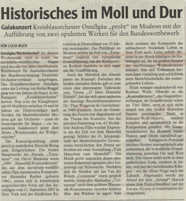 Presseartikel 2 - Wendepunkte der Weltgeschichte - am 5. Novmeber 2014 im Modeon Marktoberdorf